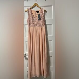 Elegant Pink Lace Evening Gown/bridesmaid dress